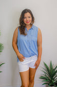 Harlow Sleeveless Chambray Top - Jess Lea Boutique