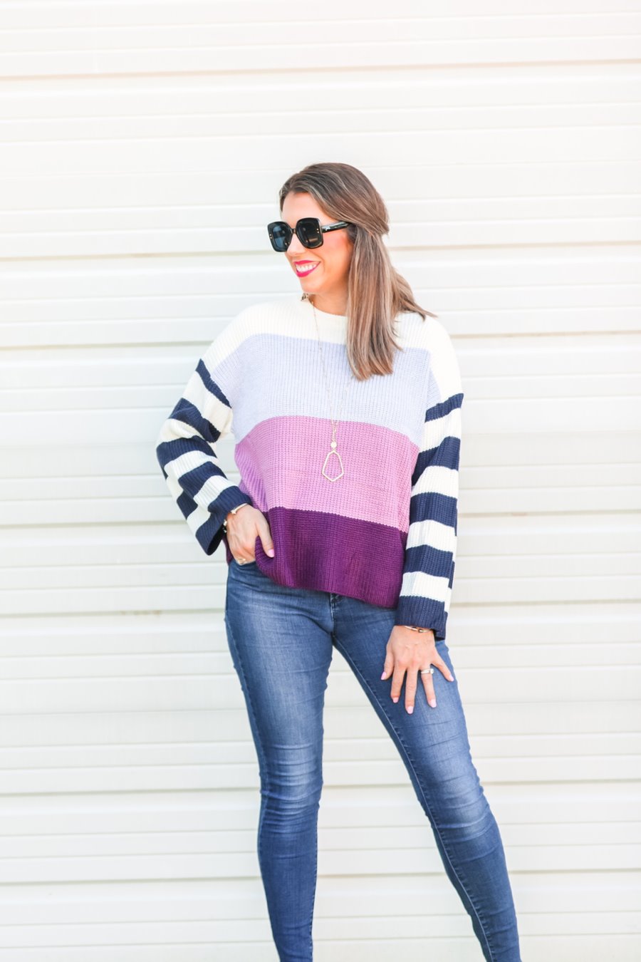Colorblock striped sweater best sale