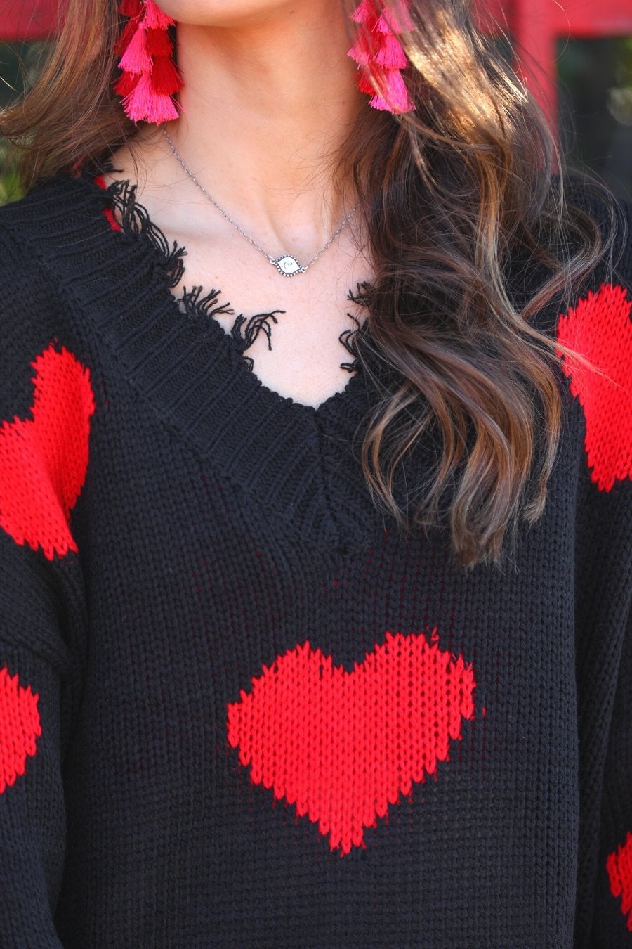 Heart On My Sleeve Distressed Sweater - Jess Lea Boutique