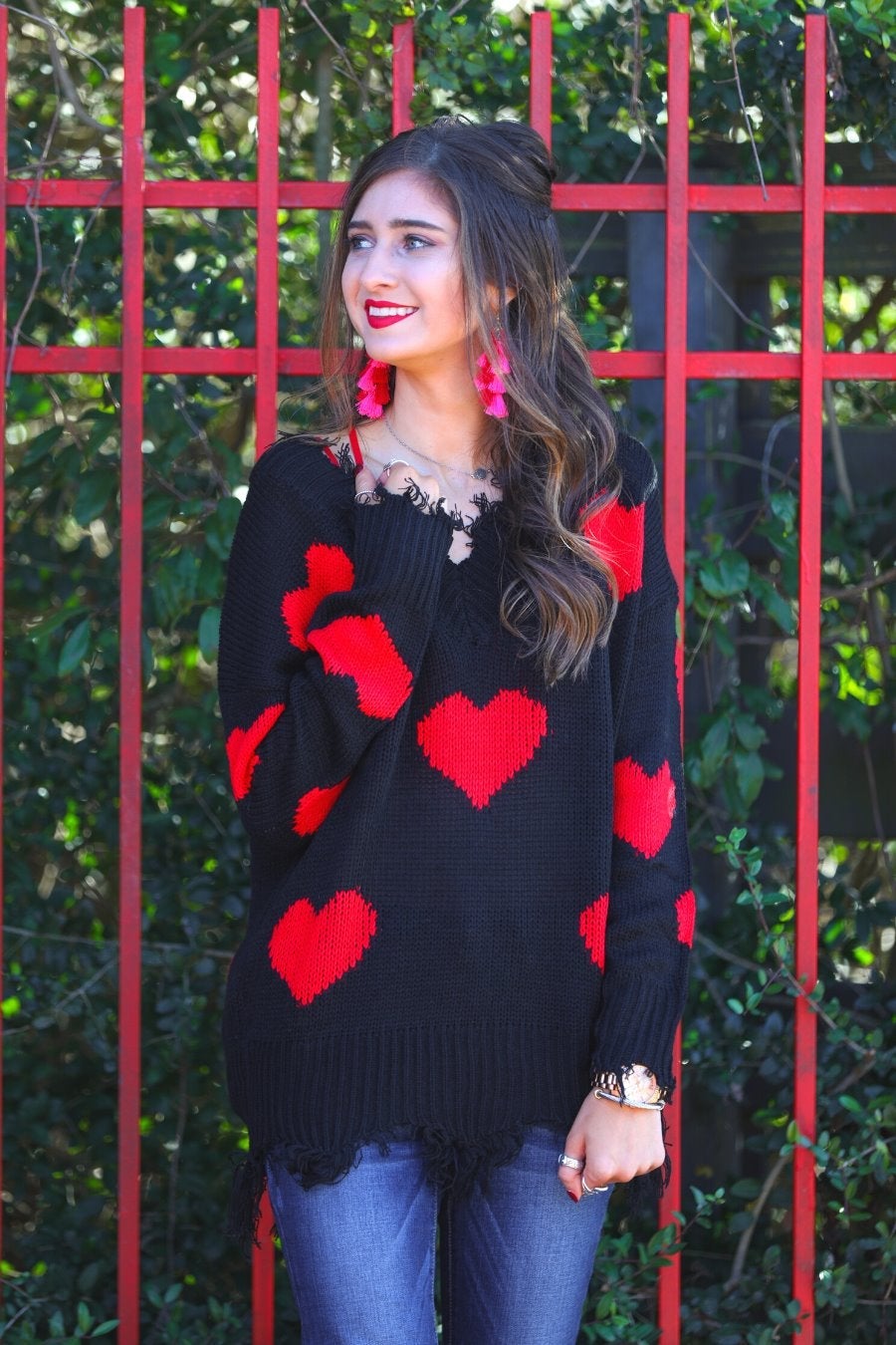 Heart On My Sleeve Distressed Sweater - Jess Lea Boutique