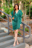 Holiday Glow Sparkle Ruched Dress - Jess Lea Boutique