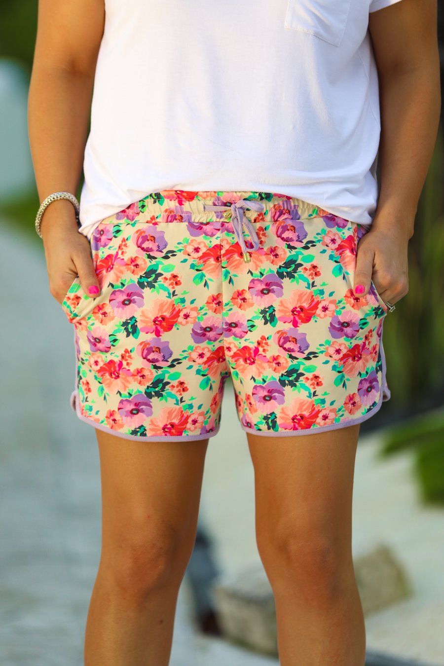Island Essence Floral Drawstring Everyday Shorts - Jess Lea Boutique