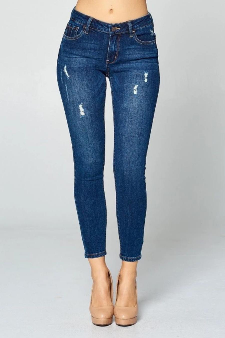 Jace Dark Distressed Skinny Jeans - Jess Lea Boutique