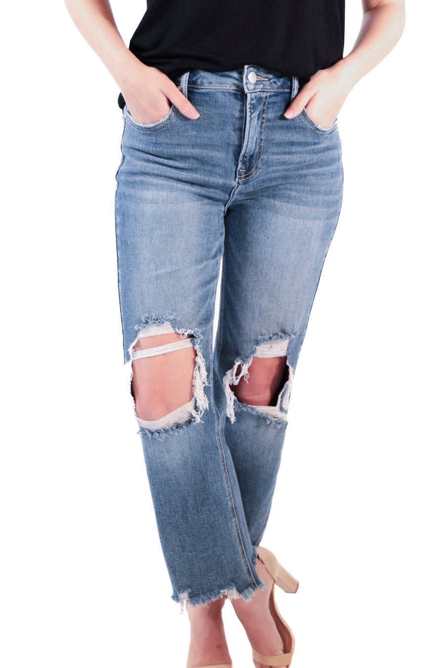 Jackie Medium Distressed Denim Jeans