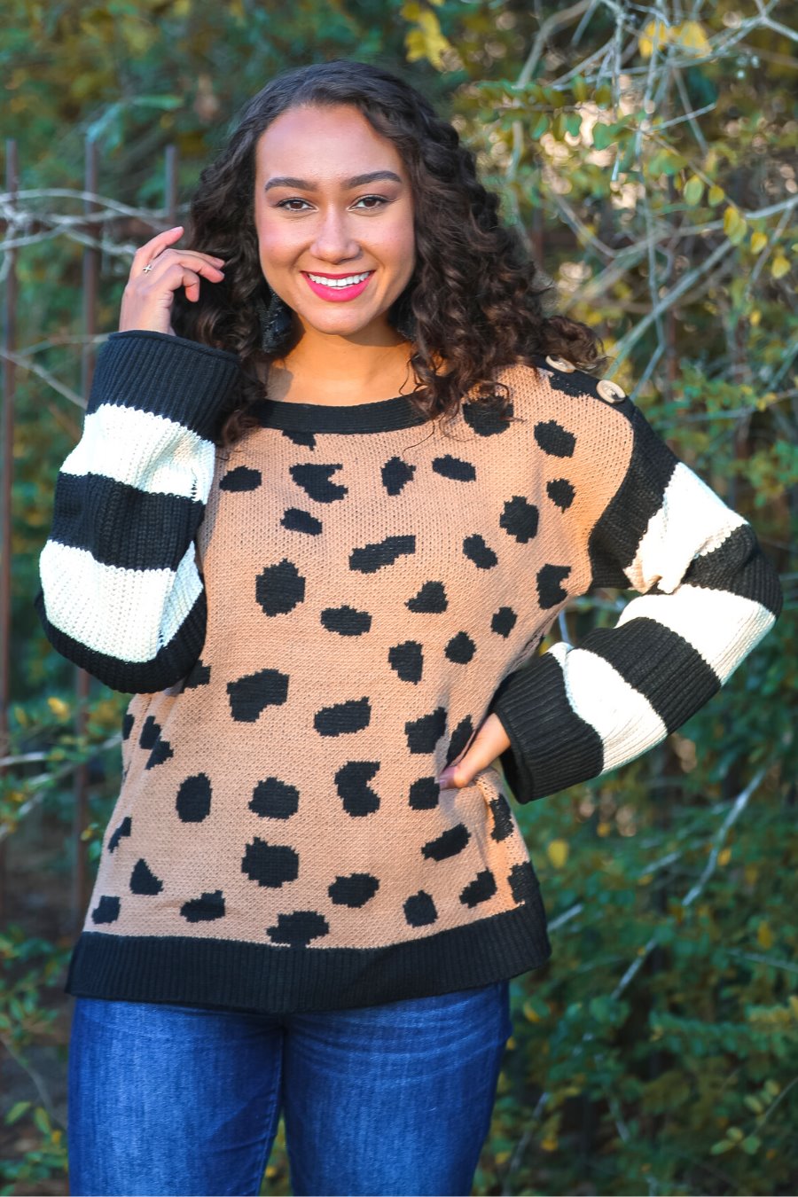 James Leopard Button Sweater - Jess Lea Boutique