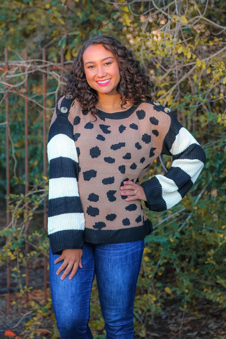 James Leopard Button Sweater - Jess Lea Boutique