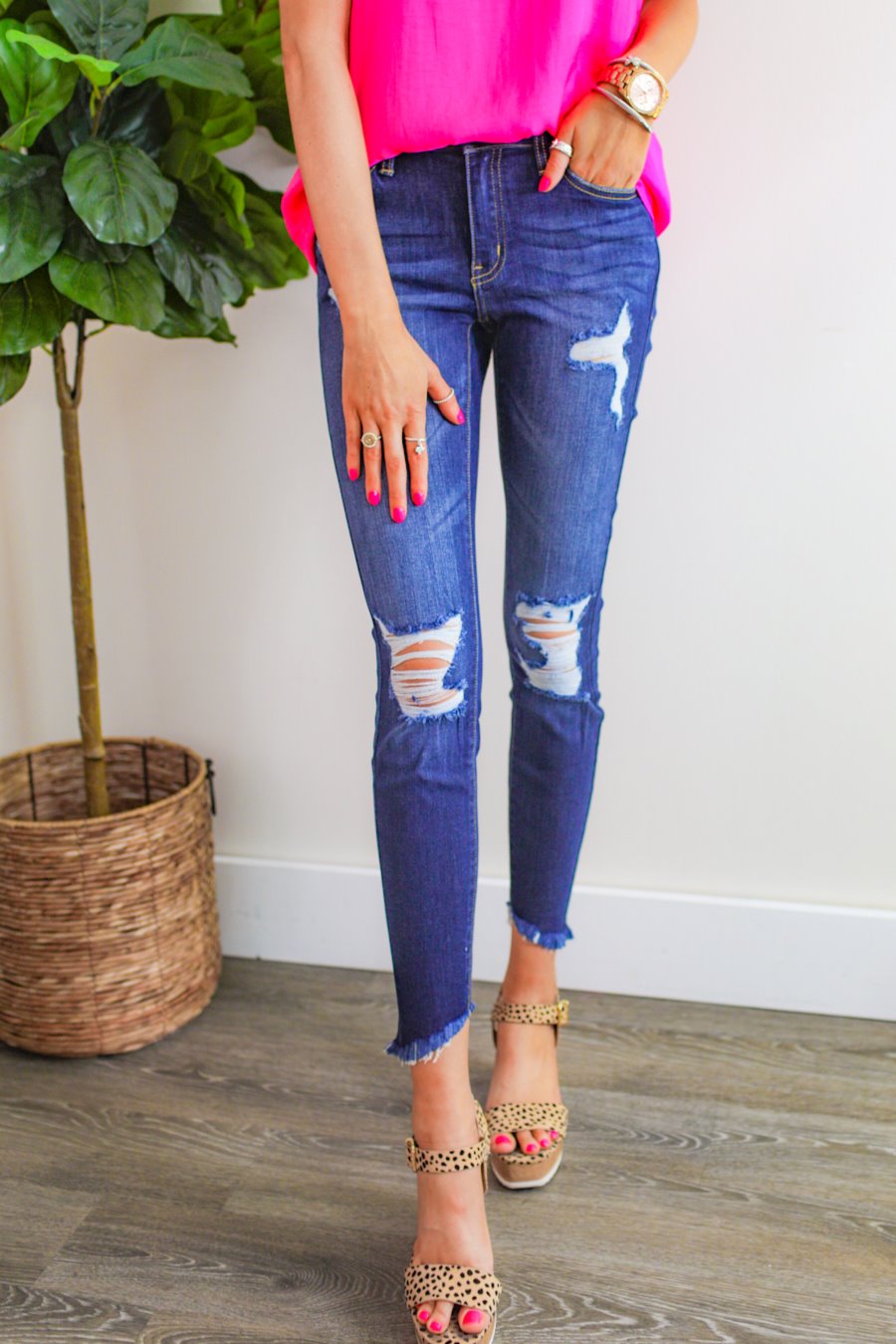 Jane Dark Distressed Skinny Jeans - Jess Lea Boutique