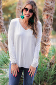 Jess Lea Basic Long Sleeve V-Neck Tee - Jess Lea Boutique