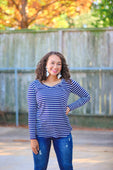 Jill V-Neck Striped Long Sleeve Top - Jess Lea Boutique