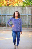 Jill V-Neck Striped Long Sleeve Top - Jess Lea Boutique
