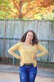 Jill V-Neck Striped Long Sleeve Top - Jess Lea Boutique