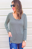 Jill V-Neck Striped Long Sleeve Top - Jess Lea Boutique