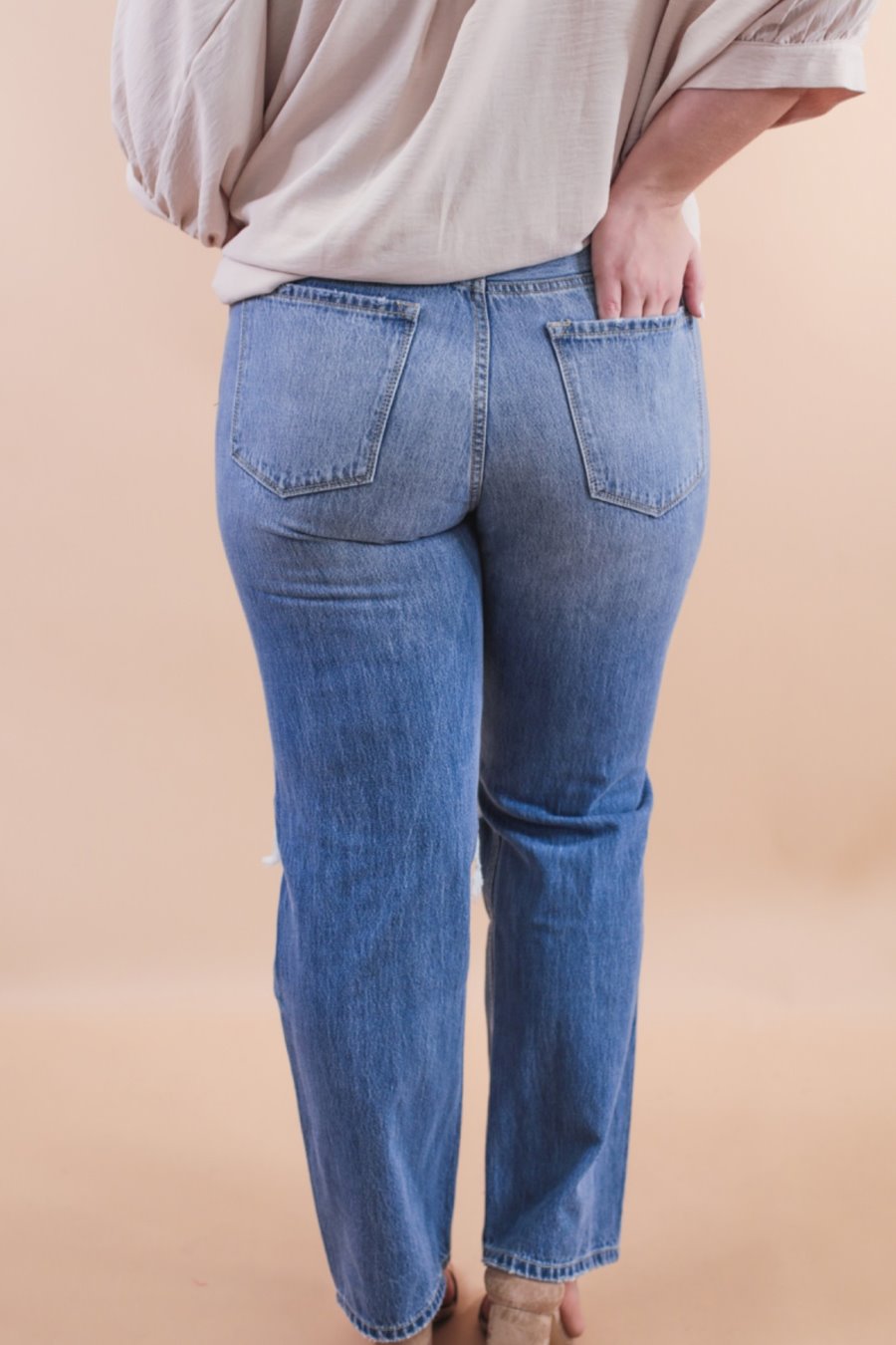 Juliana Medium Distressed Straight Jeans