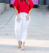 Kallie Ruffle Sleeve Top - Jess Lea Boutique