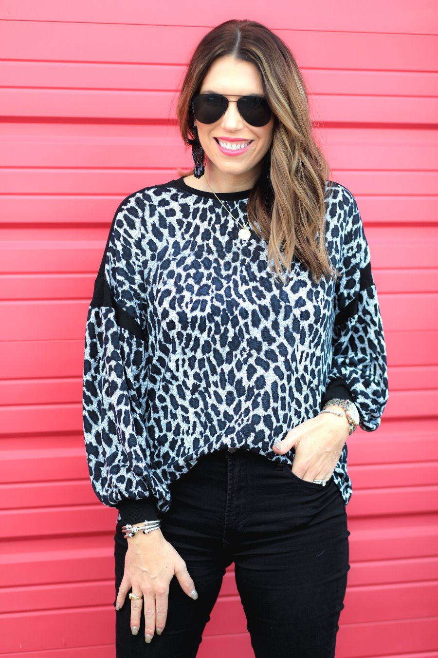 Letty Leopard Balloon Sleeve Top - Jess Lea Boutique