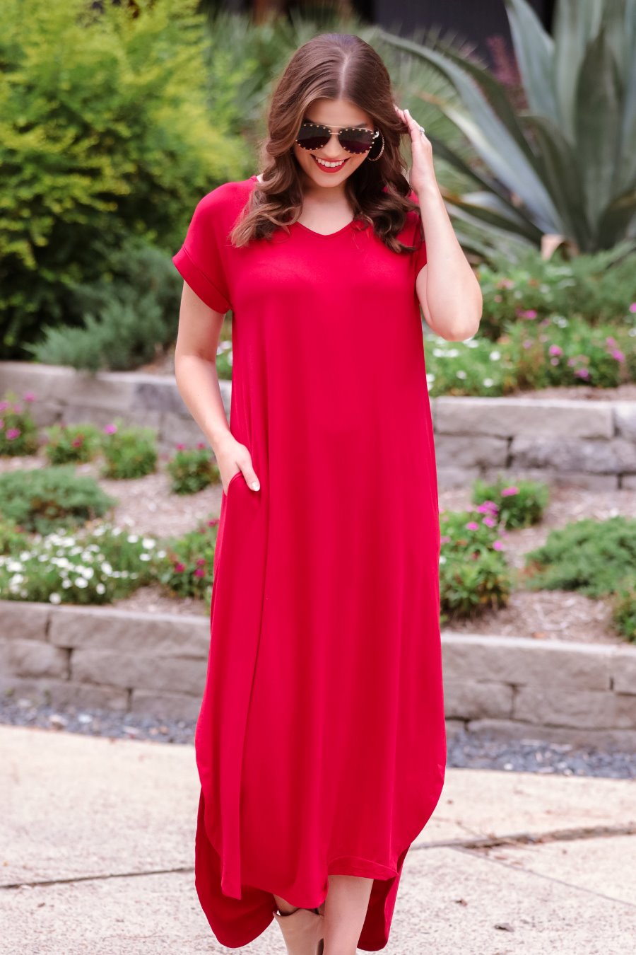 Red t shirt maxi dress Clearance