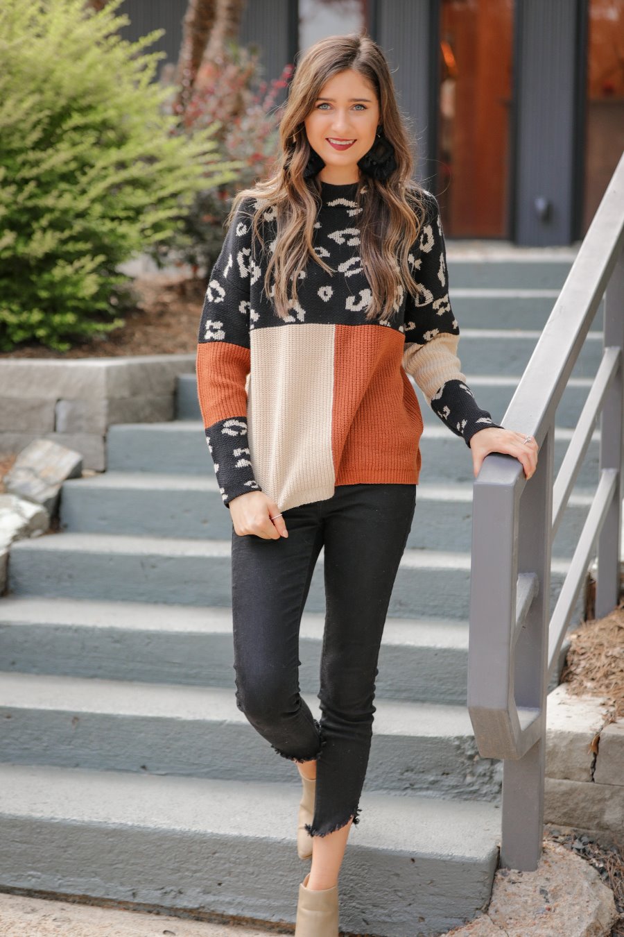 Lilyanna Colorblock Leopard Sweater - Jess Lea Boutique