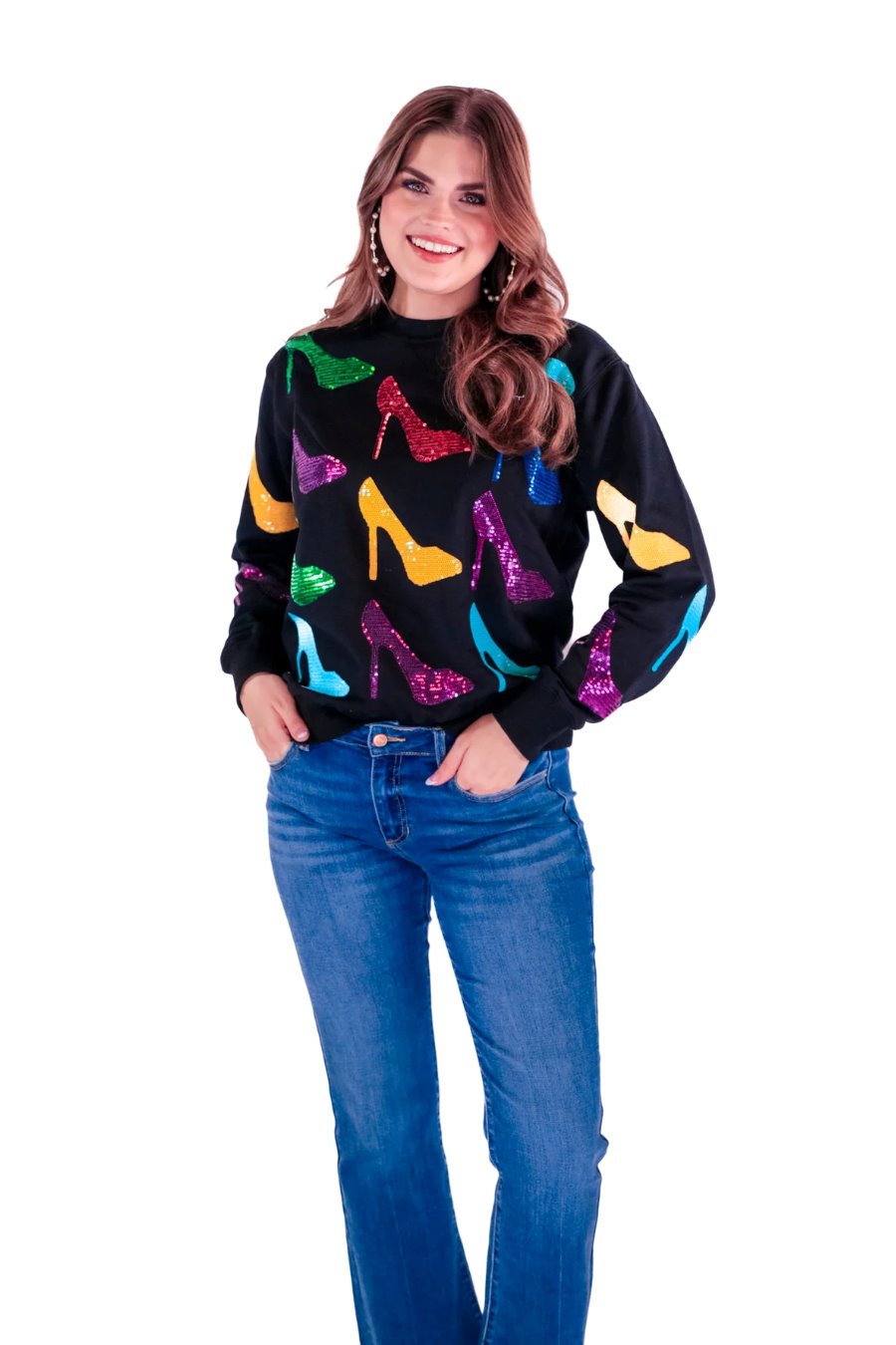 Lizzy Sequin High Heel Sweatshirt