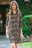 London 3/4 Sleeve Leopard Dress - Jess Lea Boutique