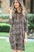 London 3/4 Sleeve Leopard Dress - Jess Lea Boutique