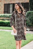 London 3/4 Sleeve Leopard Dress - Jess Lea Boutique