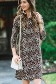 London 3/4 Sleeve Leopard Dress - Jess Lea Boutique