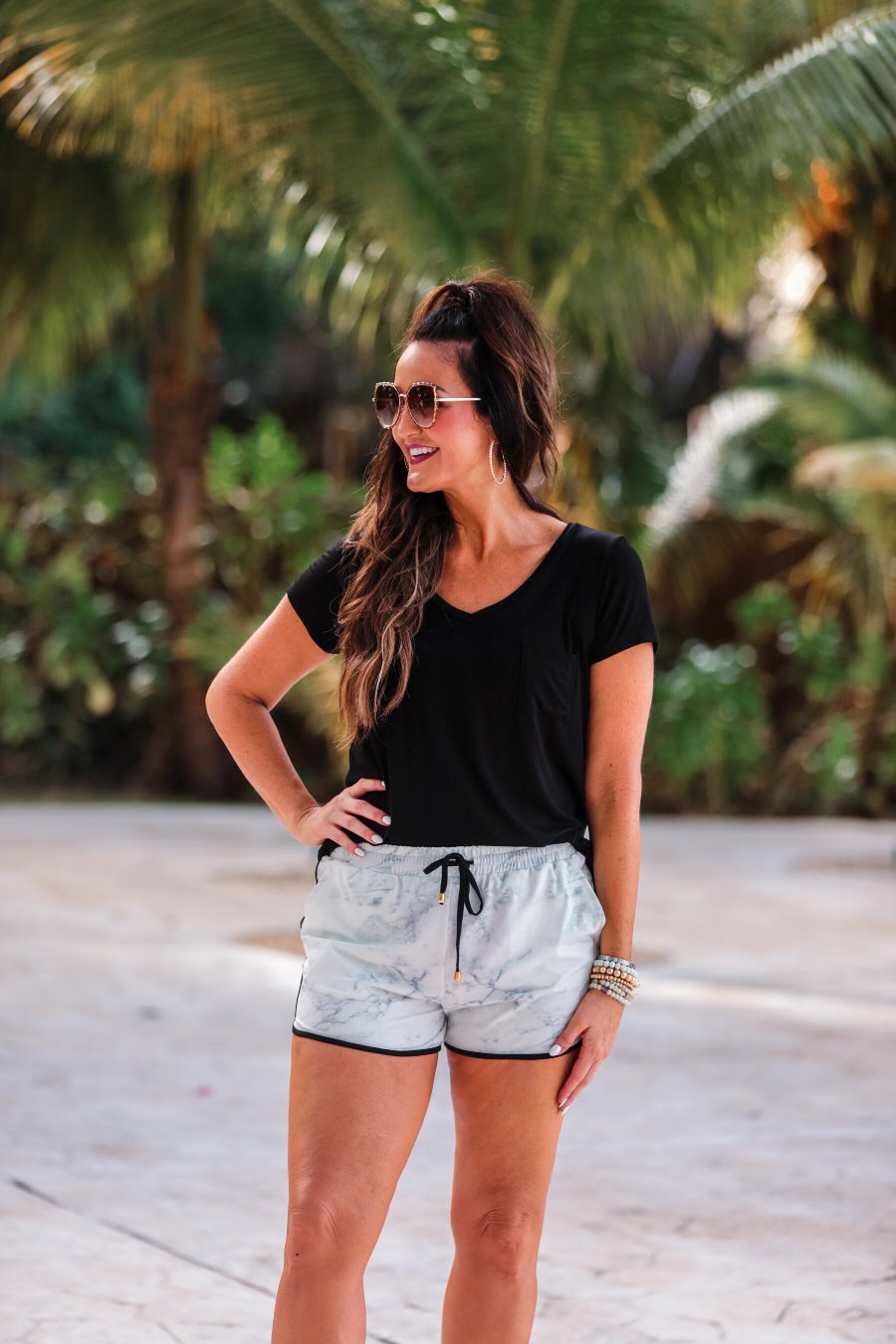 Luxury Getaway Marble Drawstring Everyday Shorts - Jess Lea Boutique