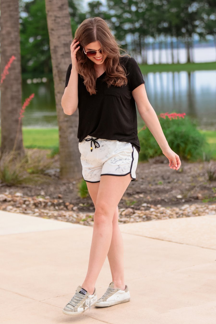 Luxury Getaway Marble Drawstring Everyday Shorts - Jess Lea Boutique