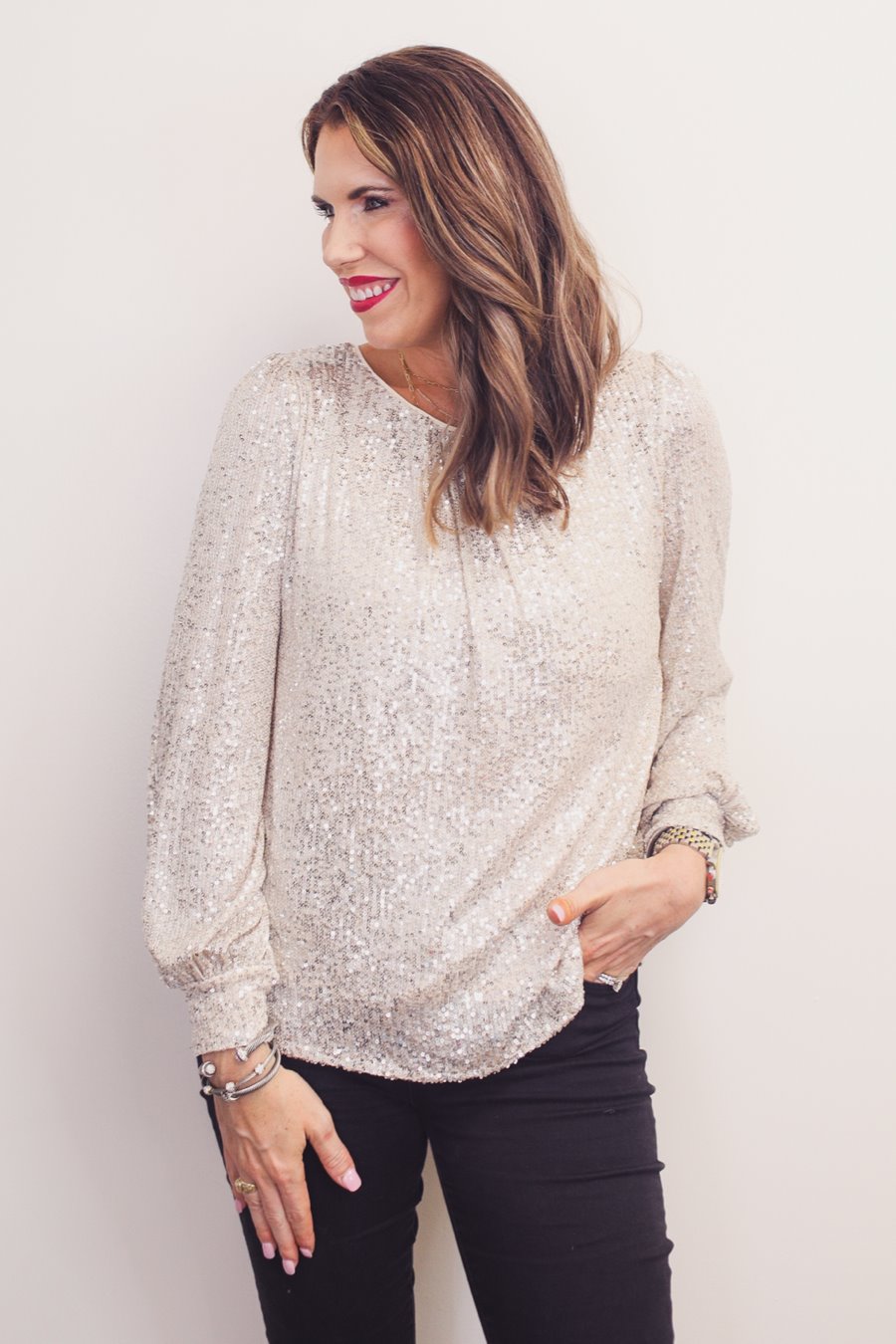 Midnight Sequin Long Sleeve Top - Jess Lea Boutique