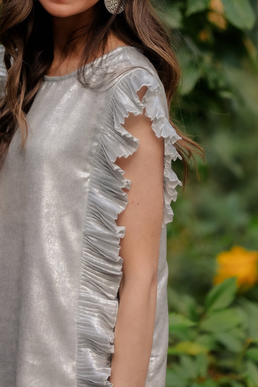 Nessa Silver Ruffle Dress - Jess Lea Boutique