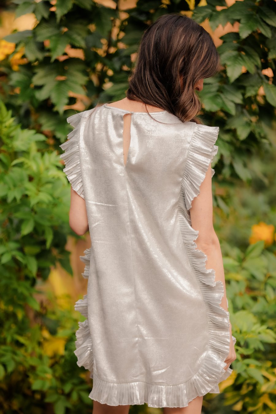 Nessa Silver Ruffle Dress