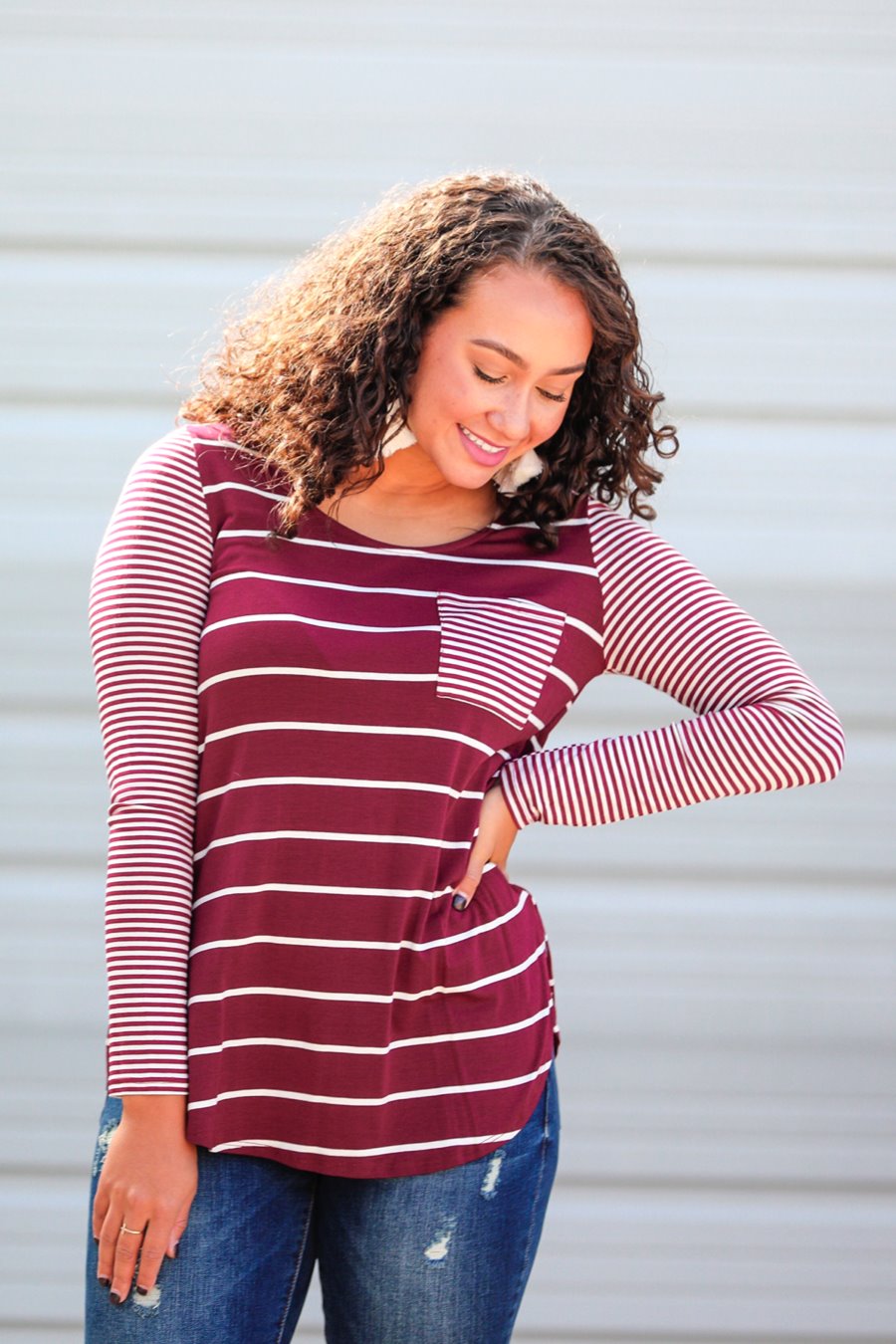 Oaklynn Striped Long Sleeve Top - Jess Lea Boutique