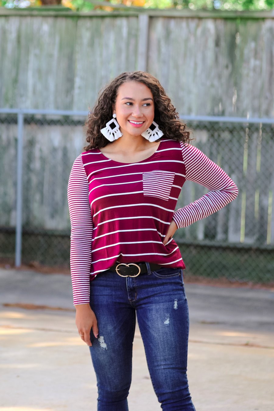 Jade Striped Long Sleeve Top by Jess Lea Boutique