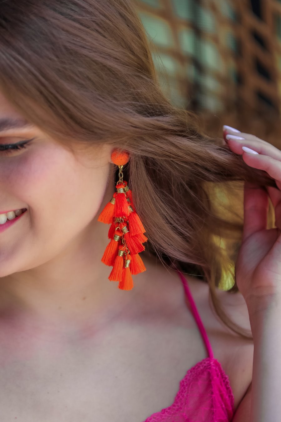 Orange Slice Tassel Earrings