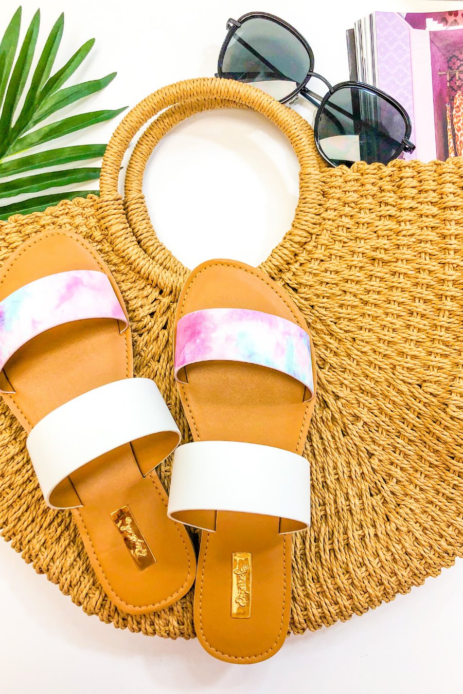 Palm Springs Tie Dye Slide Sandals - Jess Lea Boutique