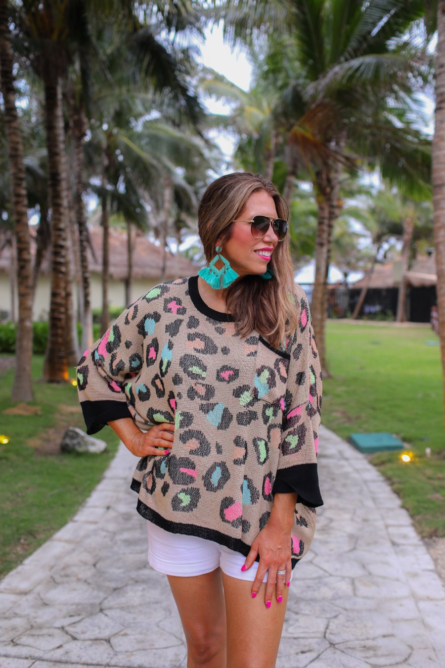 Charleston Colorful Leopard Lightweight Sweater - Jess Lea Boutique