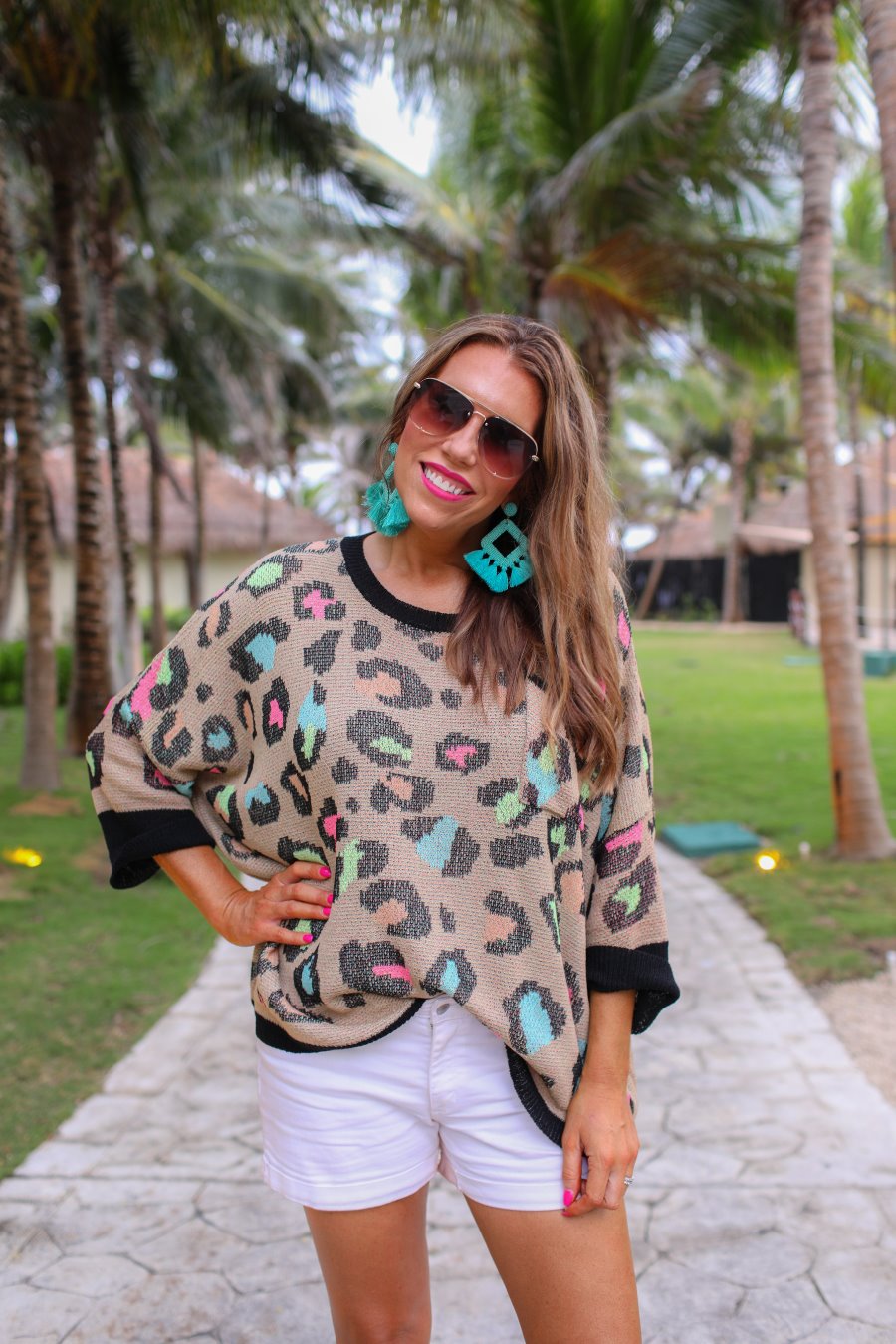 Charleston Colorful Leopard Lightweight Sweater - Jess Lea Boutique