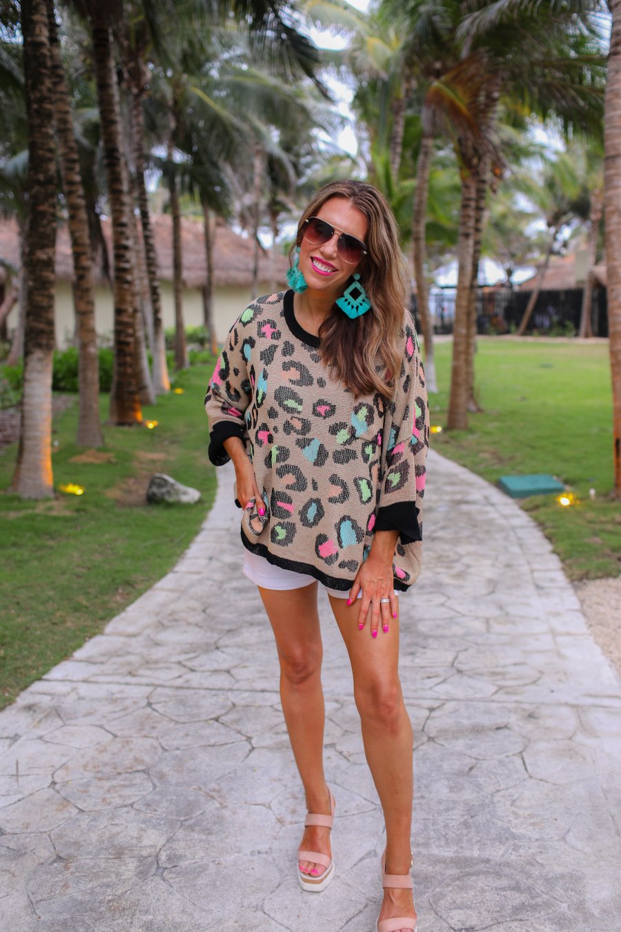 Charleston Colorful Leopard Lightweight Sweater - Jess Lea Boutique