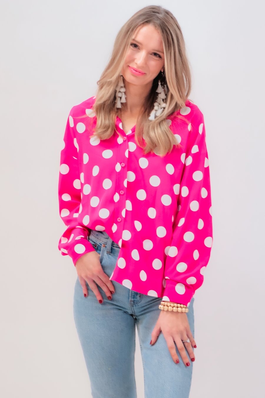 PREORDER-Darling Dot Button Up Top