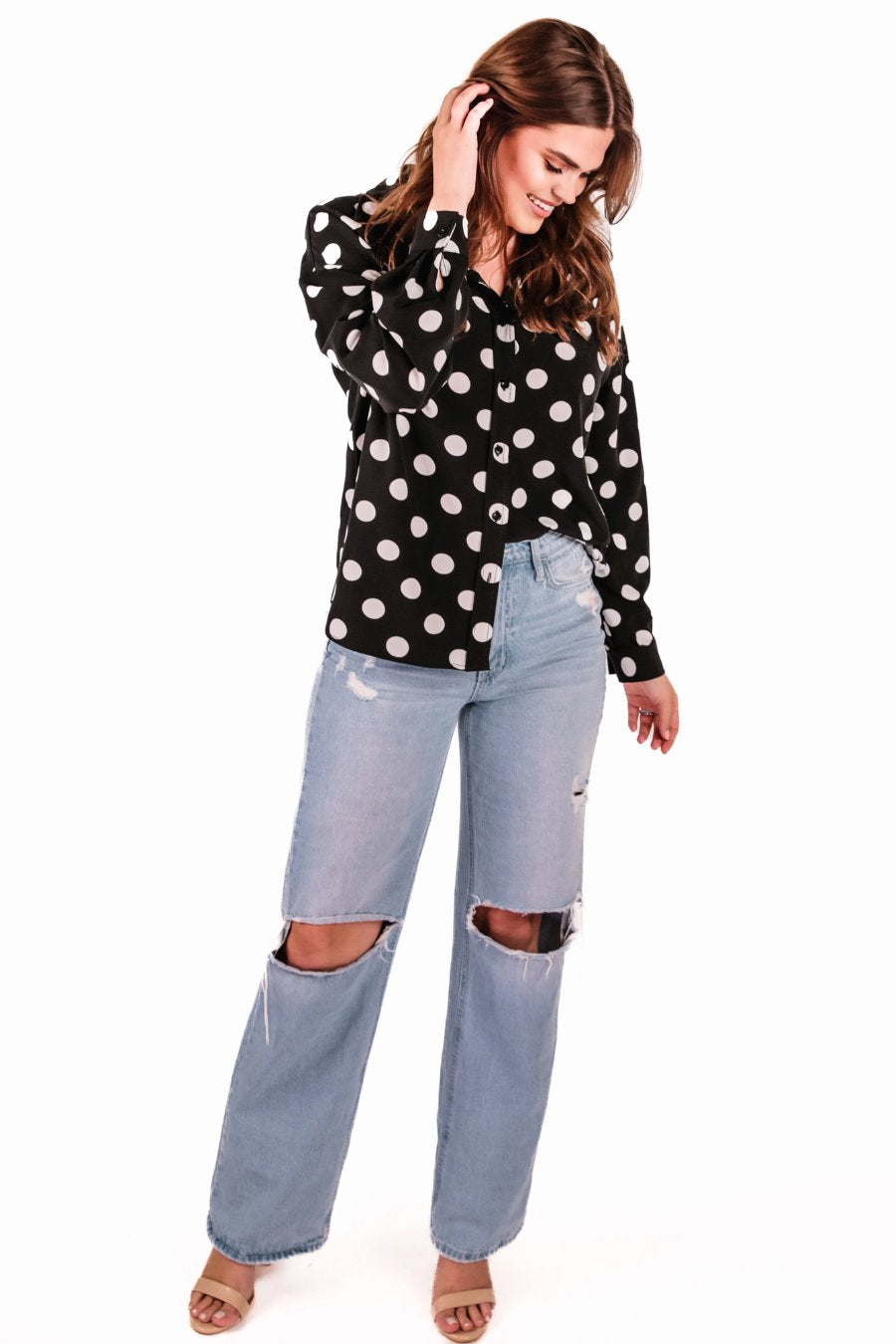 PREORDER-Darling Dot Button Up Top