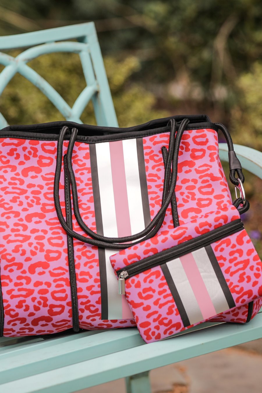 Multi Color Cheetah Neoprene Tote with Crossbody – Make it Mine