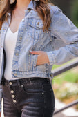 PREORDER-Glimpse Of Glamour Rhinestone Denim Jacket
