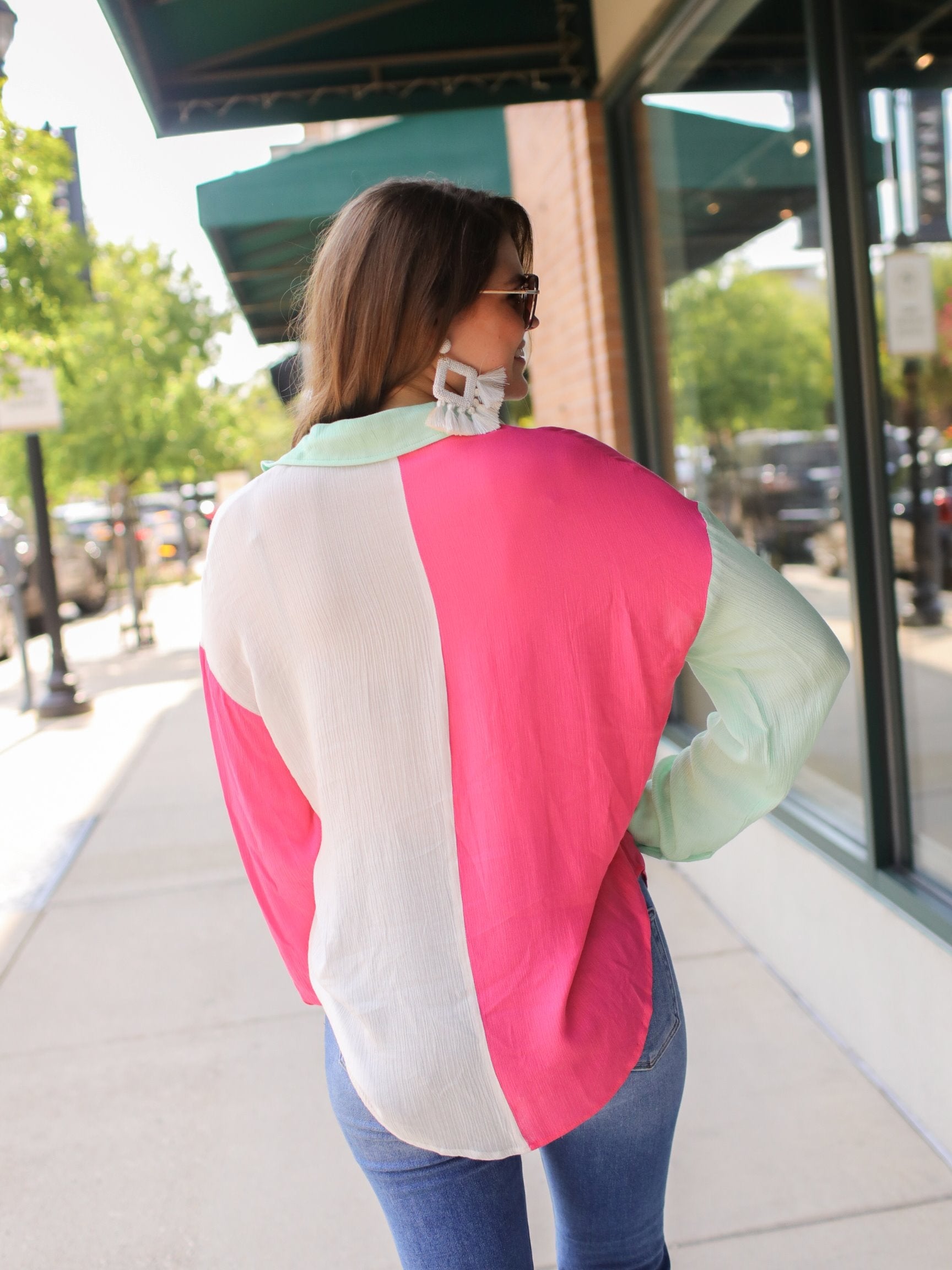 Kylan Color Block Pocket Top