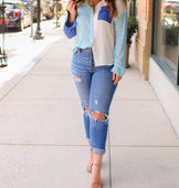 Kylan Color Block Pocket Top