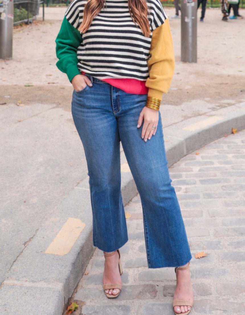PREORDER-Nikki Striped Color Block Sweater