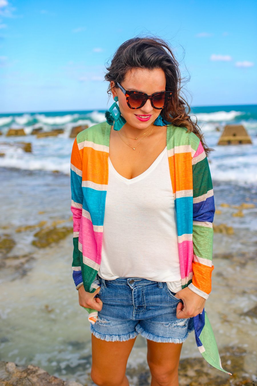 Poolside Colorful Striped Cardigan