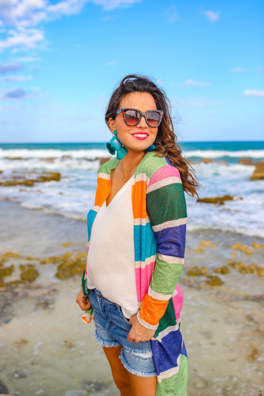 Poolside Colorful Striped Cardigan