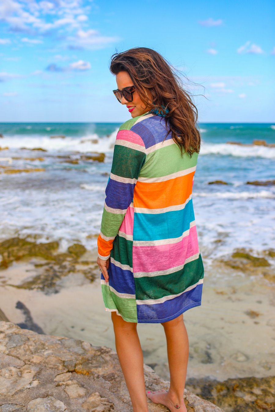 Poolside Colorful Striped Cardigan