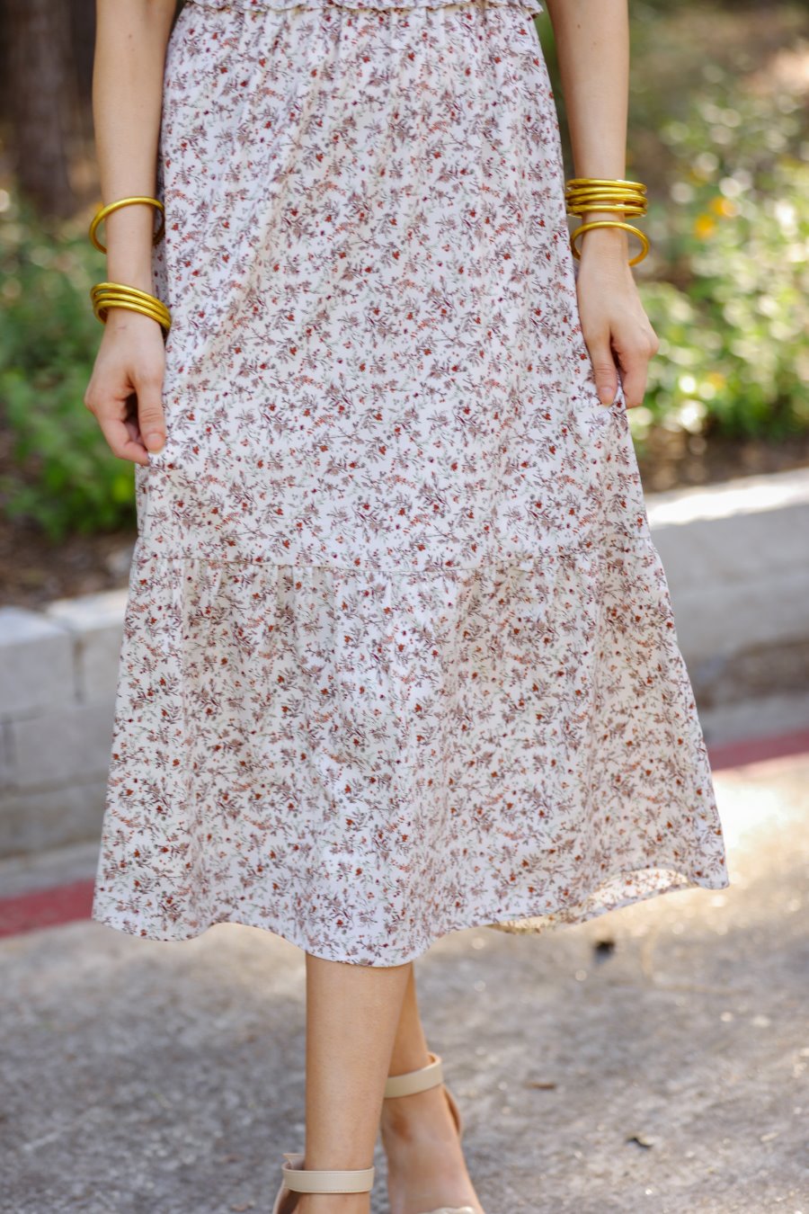 rosemary printed midi dress Rosemary Floral Midi Dress Neutral / L (10-12)
