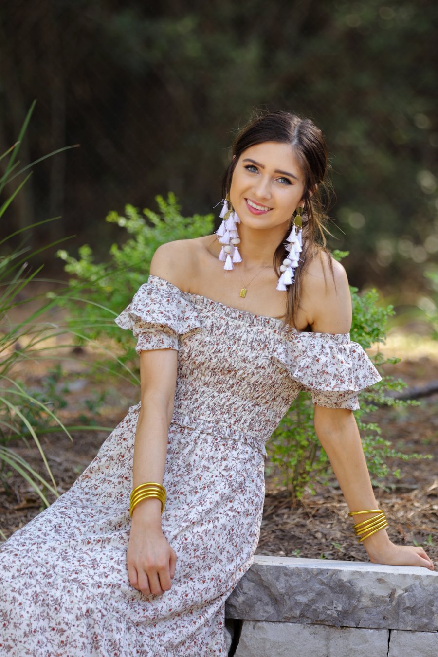 Off the shoulder sales floral midi dress
